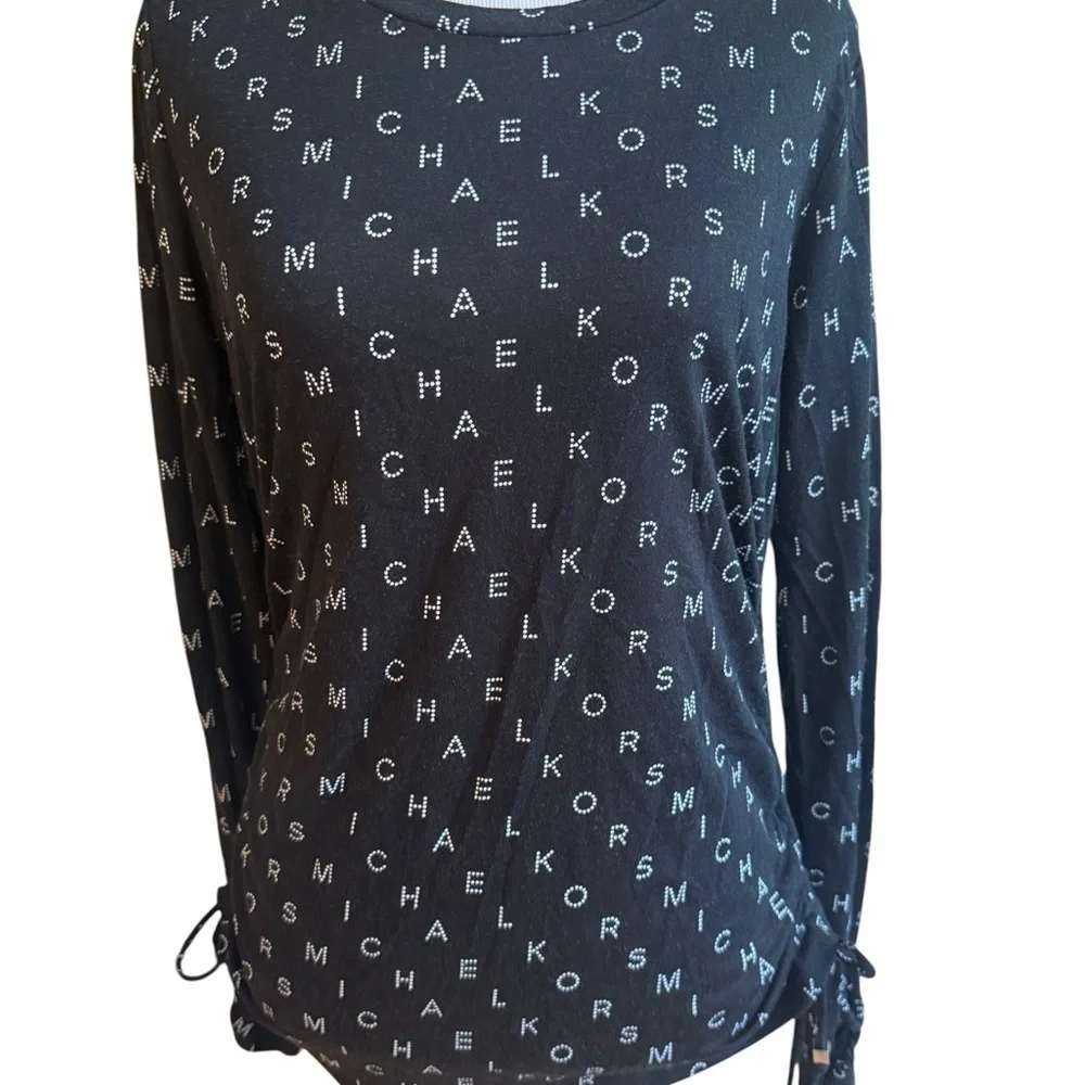 Michael Kors Black Ruched Long Sleeve Blouse